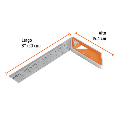 Escuadra 8' para carpintero con mango 100% de aluminio | EC-8 | 14372
