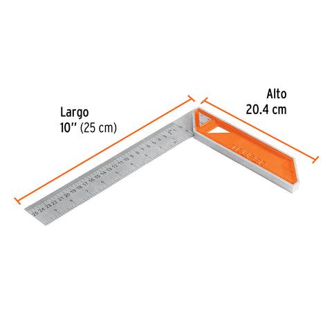 Escuadra 10' para carpintero con mango 100% de aluminio | EC-10 | 14374