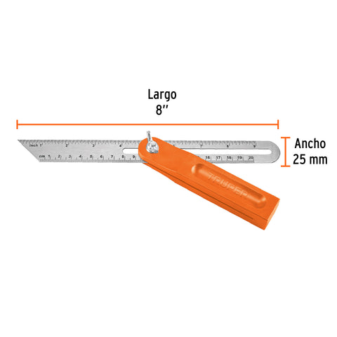 Escuadra falsa d/acero inoxidable 19cm / 6' con mango de ABS | EFT-8 | 14382