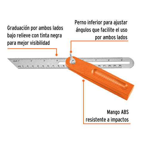 Escuadra falsa d/acero inoxidable 19cm / 6' con mango de ABS | EFT-8 | 14382