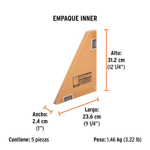 Escuadra 8'x12' de acero para cantero, Truper | E-8X12 | 14386