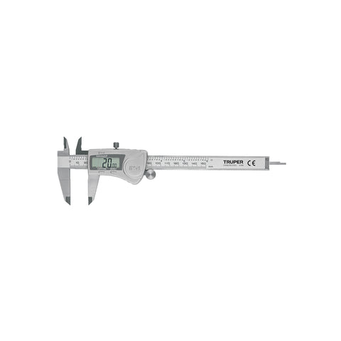 Calibrador vernier digital 6', acero inox, std y mm, TRUPER | CALDI-6MP | 14388