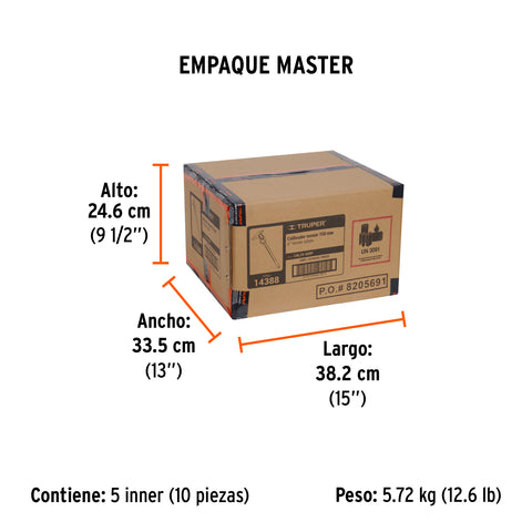 Calibrador vernier digital 6', acero inox, std y mm, TRUPER | CALDI-6MP | 14388