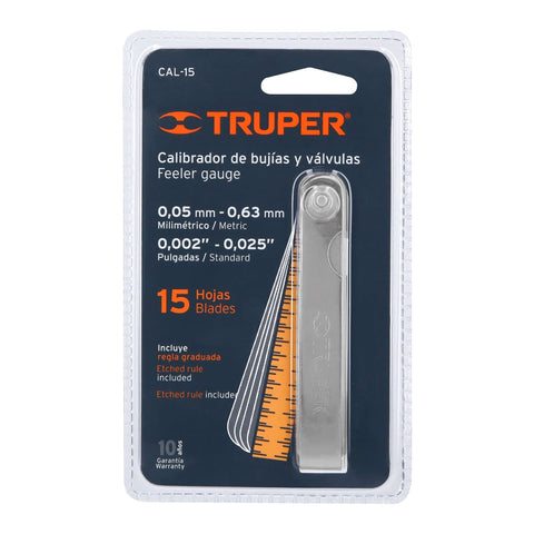Calibrador de 15 hojas std / mm, Truper | CAL-15 | 14395