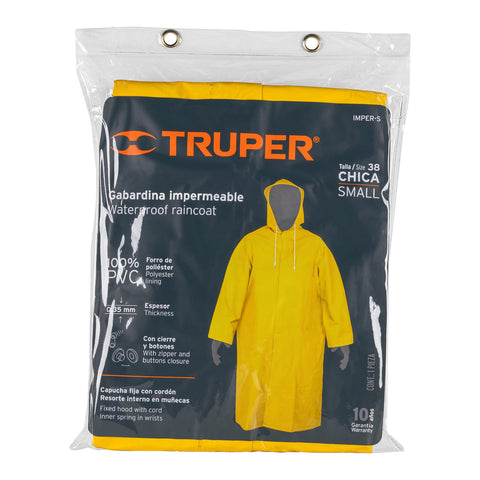 Gabardina impermeable doble capa, talla CH, Truper | IMPER-S | 14413