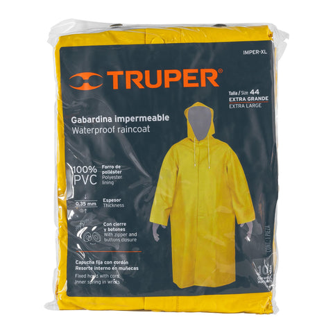 Gabardina impermeable doble capa, talla XG, Truper | IMPER-XL | 14416