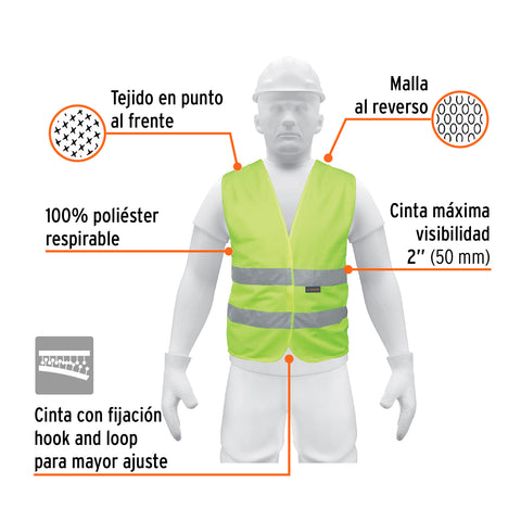 Chaleco de seguridad verde con cintas de alta visibilidad | CHS-500V | 14425