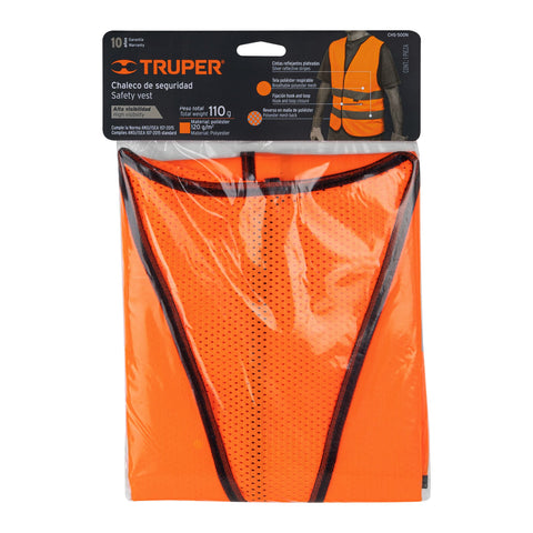 Chaleco de seguridad naranja con cintas de alta visibilidad | CHS-500N | 14426