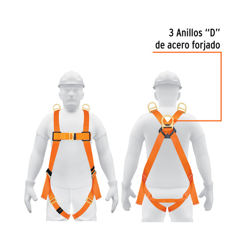 Arnés de cuerpo completo con 3 anillos, ANSI, Truper | ARN-5437 | 14433
