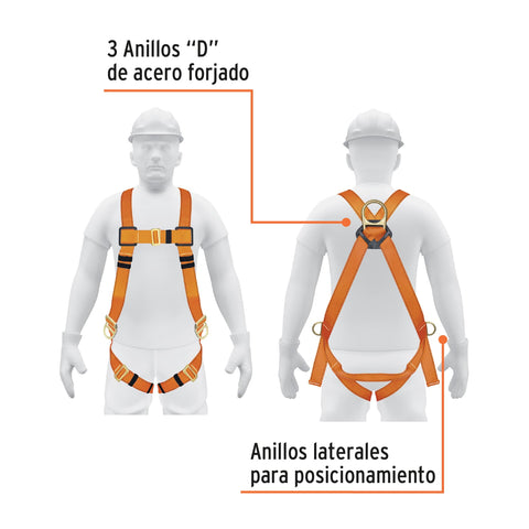 Arnés de cuerpo completo 3 anillos, laterales, ANSI, Truper | ARN-5436 | 14439