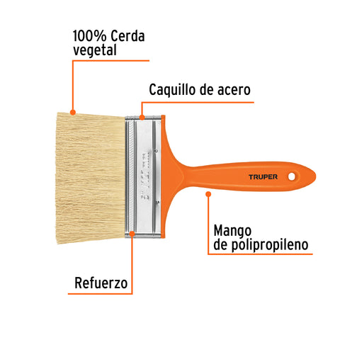 Brocha para encalar e impermeabilizar de 5', mango plástico | BREN-5 | 14493