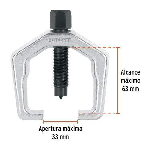 Extractor Pitman, alcance 63 mm, uso pesado, Truper | EX-PIT-P | 14514