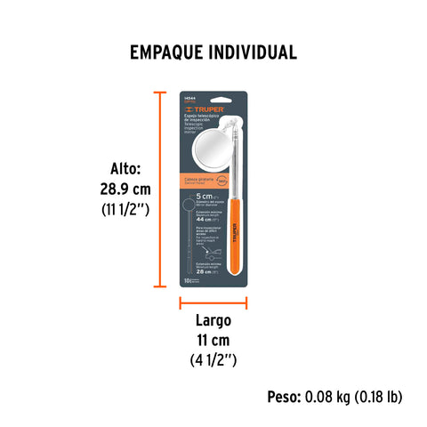 Espejo circular telescópico de inspección, 5 cm, Truper | ESP-TEL | 14544