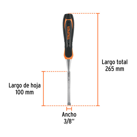 Formón 3/8' mango Comfort Grip, Truper | FT-3/8 | 14618