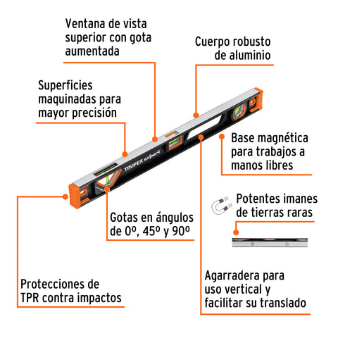 Nivel profesional magnético de 24' c/protección TPR, Expert | NP-24X | 14626