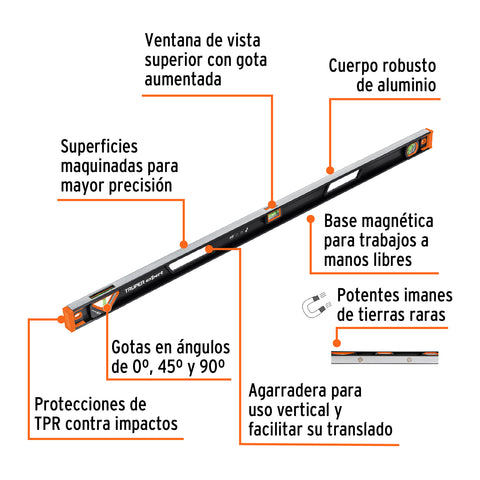 Nivel profesional magnético de 48' c/protección TPR, Expert | NP-48X | 14629
