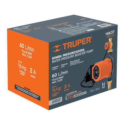 Bomba presurizadora 1/3 HP, con sensor regulable, TRUPER | PRE-1/3 | 14637