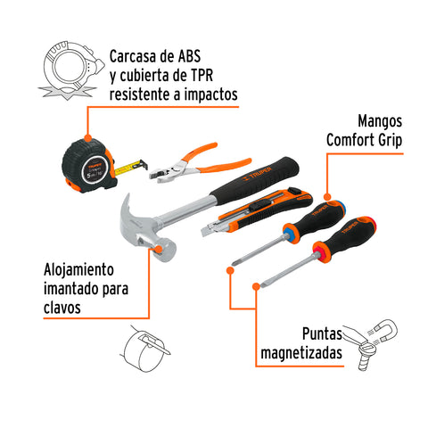 Juego de 6 herramientas caseras, Truper | JGO-CAS6X | 14651