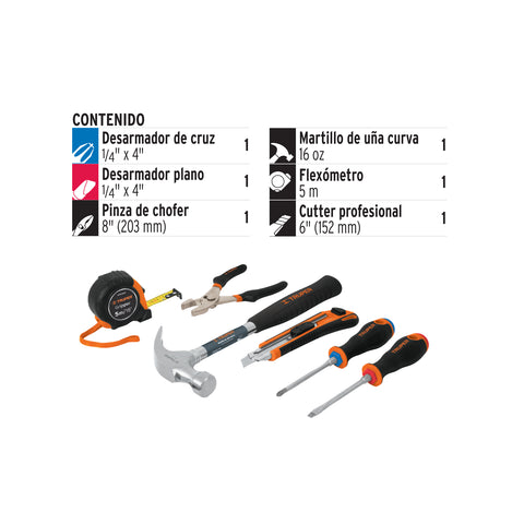 Juego de 6 herramientas caseras, Truper | JGO-CAS6X | 14651
