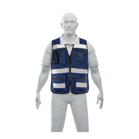 Chaleco brigadista con cintas reflejantes, color azul marino | CHS-900AM | 14667