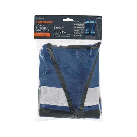 Chaleco brigadista con cintas reflejantes, color azul marino | CHS-900AM | 14667