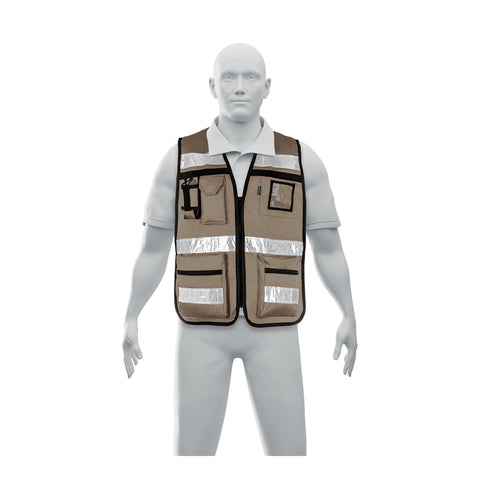 Chaleco brigadista con cintas reflejantes, color beige | CHS-900B | 14668