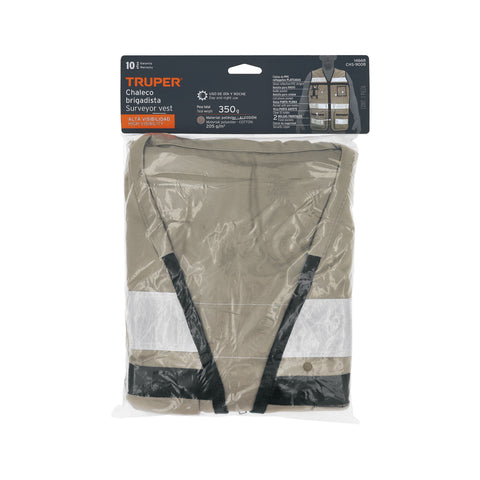 Chaleco brigadista con cintas reflejantes, color beige | CHS-900B | 14668