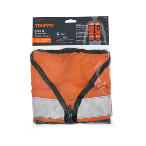Chaleco brigadista con cintas reflejantes, color naranja | CHS-900N | 14669