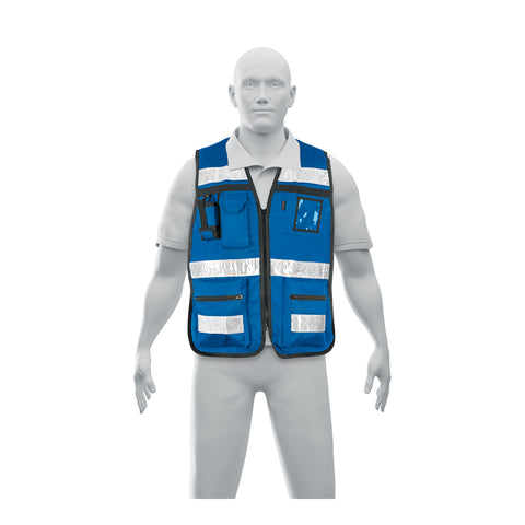 Chaleco brigadista con cintas reflejantes, color azul rey | CHS-900AR | 14670