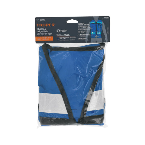 Chaleco brigadista con cintas reflejantes, color azul rey | CHS-900AR | 14670