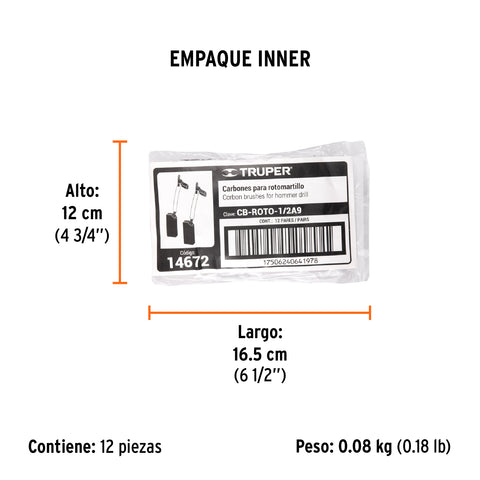 Bolsa con 2 carbones de repuesto para ROTO-1/2A9, TRUPER | CB-ROTO-1/2A9 | 14672