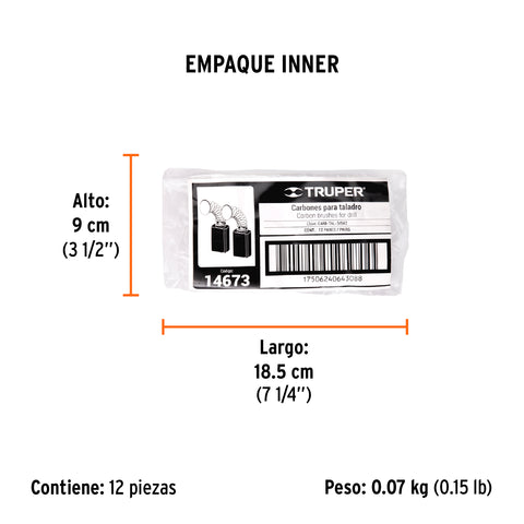 Bolsa con 2 carbones de repuesto para TAL-3/8A2, TRUPER | CB-TAL-3/8A2 | 14673