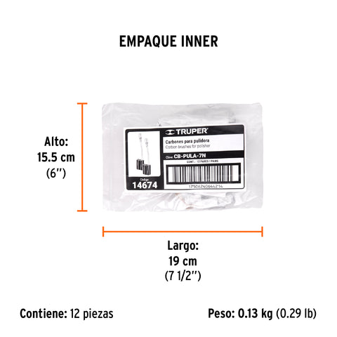 Bolsa con 2 carbones de repuesto para PULA-7N, TRUPER | CB-PULA-7N | 14674