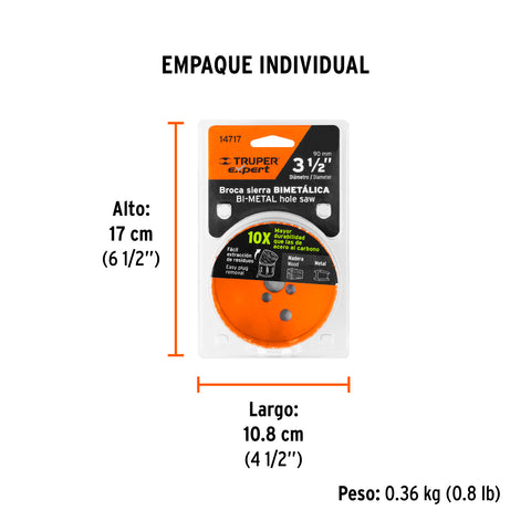 Brocasierra bimetálica 3-1/2', Truper Expert | COBI-3-1/2 | 14717