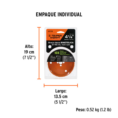 Brocasierra bimetálica 4-1/4', Truper Expert | COBI-4-1/4 | 14728