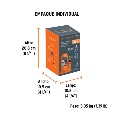 Gato hidráulico de botella de 4 Ton, Truper | GAT-4 | 14812