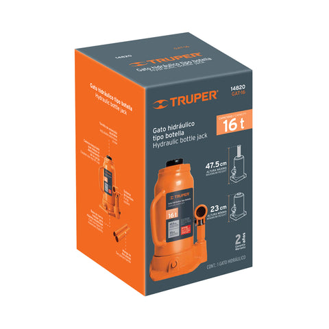 Gato hidráulico de botella de 16 Ton, Truper | GAT-16 | 14820