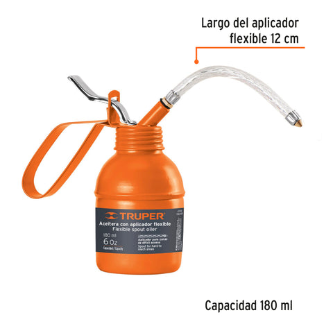 Aceitera de 180 ml (6 oz) con aplicador flexible, Truper | ACEF-180 | 14870