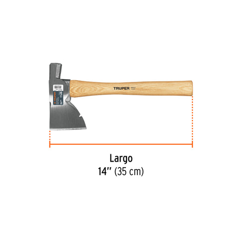 Hacha Doméstica 1-1/2 lb, mango hickory 14', Truper | HH-1-1/2 | 14952