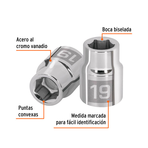 Dado de 19 mm, 6 puntas, cuadro 3/4', Truper | D-3419-M | 14965