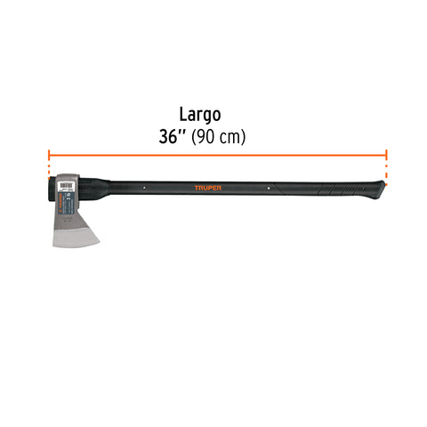 Hacha media labor 3 lb, mango de fibra de vidrio 36', TRUPER | ML-3M | 14968
