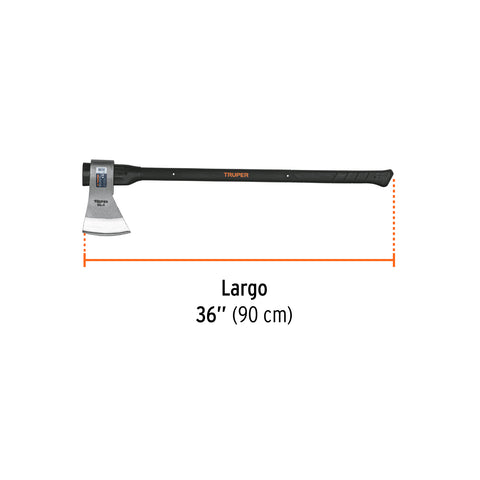 Hacha media labor 4 lb, mango de fibra de vidrio 36',TRUPER | ML-4M | 14972