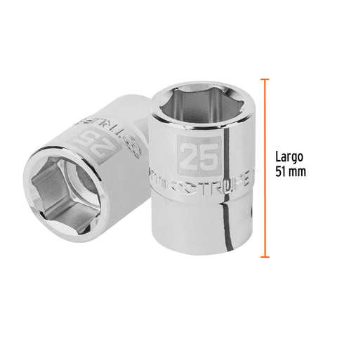 Dado de 25 mm, 6 puntas, cuadro 3/4', Truper | D-3425-M | 14973