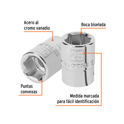 Dado de 25 mm, 6 puntas, cuadro 3/4', Truper | D-3425-M | 14973