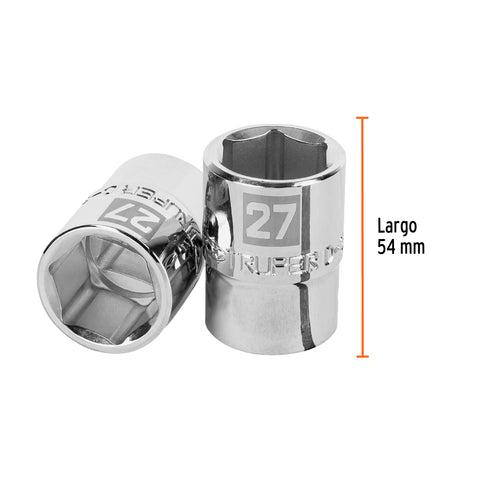 Dado de 27 mm, 6 puntas, cuadro 3/4', Truper | D-3427-M | 14975