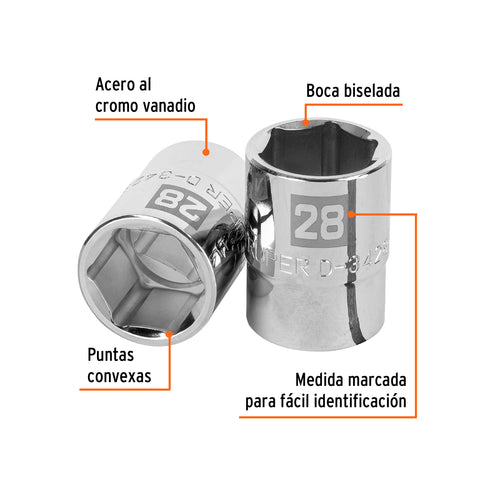 Dado de 28 mm, 6 puntas, cuadro 3/4', Truper | D-3428-M | 14977