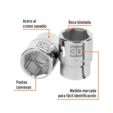 Dado de 30 mm, 6 puntas, cuadro 3/4', Truper | D-3430-M | 14979