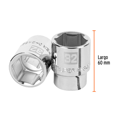Dado de 32 mm, 6 puntas, cuadro 3/4', Truper | D-3432-M | 14981