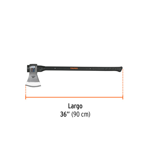 Hacha labor entera 4 lb, mango de fibra de vidrio 36',TRUPER | LE-4M | 14982