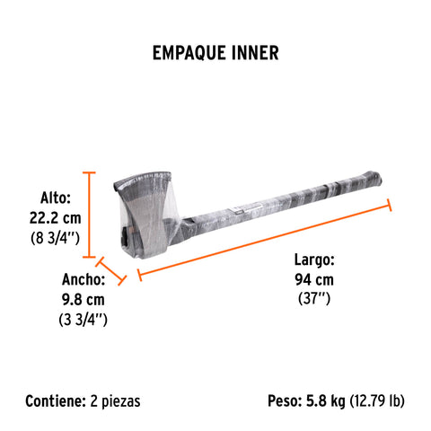 Hacha labor entera 4 lb, mango de fibra de vidrio 36',TRUPER | LE-4M | 14982
